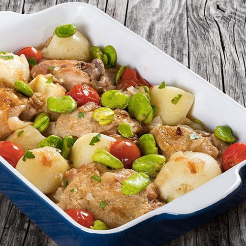 Guiso de pechuga de pavita con pallares