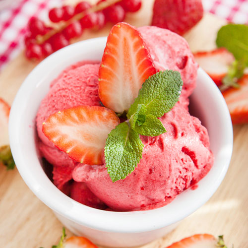 Helado de fresa y plátano